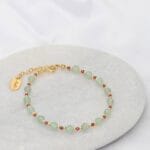 Regulowana bransoletka fasetowany granat i zielony awenturyn. Bransoletka srebrna pozłacana regulowana 17.5cm z możliwością przedłużenia o 3cm