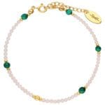 Bransoletka z kwarcem różowym i malachitem regulowana 17.5 -20.5cm