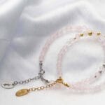 Damskie bransoletki z kwarcem różowym w wersji srebrnej i pozłacanej