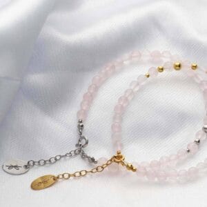 Damskie bransoletki z kwarcem różowym w wersji srebrnej i pozłacanej