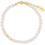 Bransoletka z różowym kwarcem i srebra pozłacanego. Bransoletka regulowana