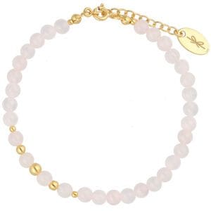 Bransoletka z różowym kwarcem i srebra pozłacanego. Bransoletka regulowana