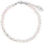 Damska bransoletka kwarc różowy i srebro rodowane. Bransoletka regulowana 3cm