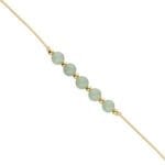 Bransoletka na beżowym sznureczku z zielonym kamieniem awenturyn