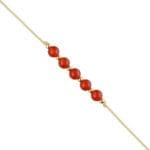 Sznurkowa bransoletka ognisty karneol z kuleczkami ze srebra pozłacanego 925