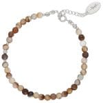 Damska bransoletka srebrna rodowana z brązowym agatem