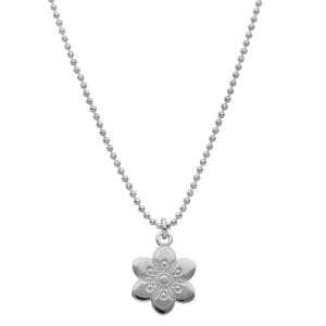 Piękny naszyjnik srebrny damski z celebrytką z motywem kwiatka