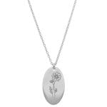 Srebrny damski naszyjnik z celebrytką z motywem kwiatów urodzinowych. Celebrytka z kosmosem, kwiatem dla października