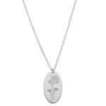 Srebrny damski naszyjnik z celebrytką z motywem kwiatów urodzinowych. Celebrytka z lilią, kwiatem dla lipca