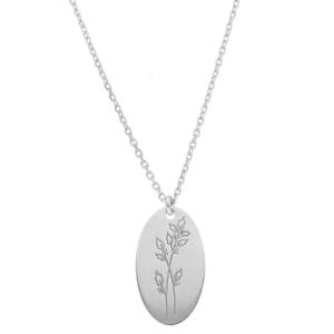 Srebrny damski naszyjnik z celebrytką z motywem kwiatów urodzinowych. Celebrytka z ostrokrzewem, kwiatem dla grudnia