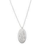 Srebrny damski naszyjnik z celebrytką z motywem kwiatów urodzinowych. Celebrytka z przebiśniegiem, kwiatem dla stycznia