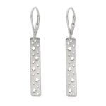 Damskie kolczyki srebrne bigle z celebrytkami z motywem prostokąta z gwiazdkami