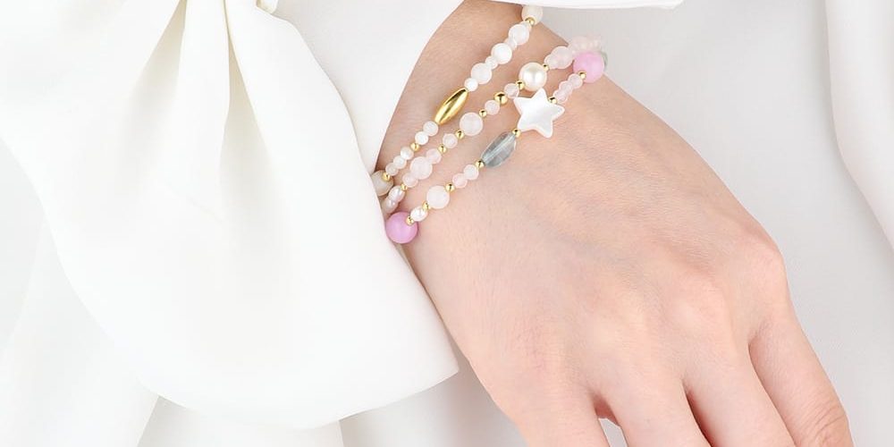 Bransoletka z masą perłową srebrna pozłacana