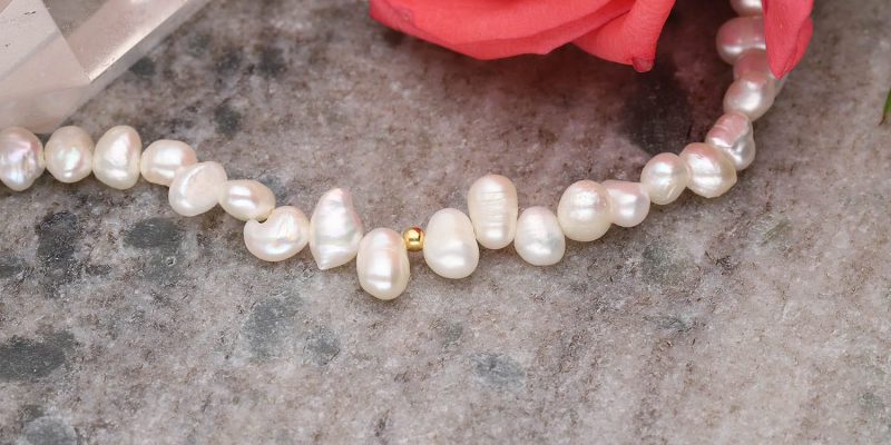 Choker srebrny pozłacany z pereł hodowlanych WOMAN