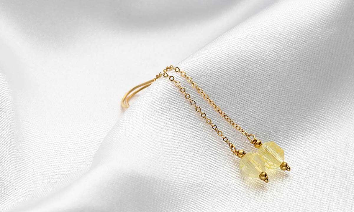 Cytryn szczęśliwy kamień dla Panny w formie kolczyków wiszących