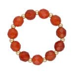 Stylowy jesienny pierścionek elastyczny z kuleczek gold filled i czerwonego agatu AUTUMN