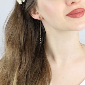 Czarne kolczyki długie wiszące ze spinelem długie