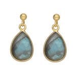 Wiszące kolczyki z labradorytem srebrne pozłacane