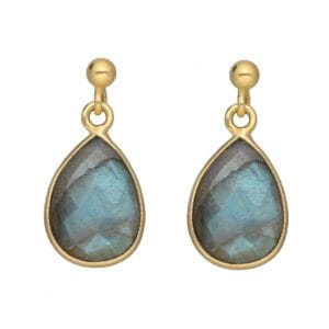 Wiszące kolczyki z labradorytem srebrne pozłacane