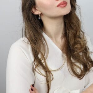 Kolczyki plater 585 z kamieniami naturalnymi topaz, kianit