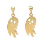 Kolczyki srebrne pozłacane na sztyftach z celebrytkami z motywem duszków. Idealna biżuteria na Halloween.