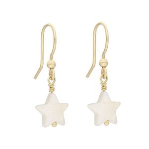 Kolczyki damskie srebrne pozłacane z masą perłową w kształcie gwiazdek