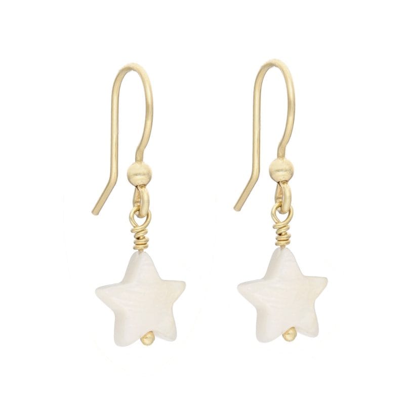 Kolczyki damskie srebrne pozłacane z masą perłową w kształcie gwiazdek