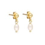 Kolczyki perełki srebrne pozłacane na sztyfcie