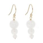 Piękne wiszące kolczyki srebrne pozłacane z naturalnie popękanym kwarcem