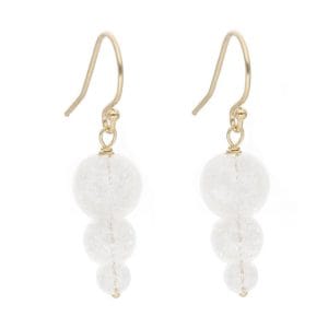 Piękne wiszące kolczyki srebrne pozłacane z naturalnie popękanym kwarcem