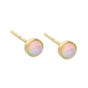 minimalistyczne kolczyki sztyfty srebrne pozłacane z pięknym opalem