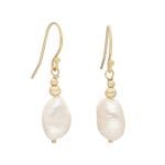 Damskie kolczyki perełki wiszące. Kolczyki bigiel otwarty srebrne pozłacane