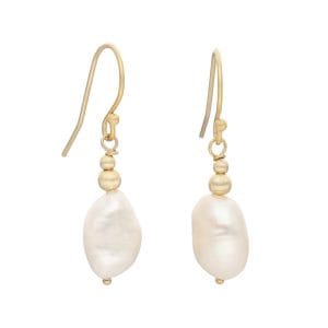 Damskie kolczyki perełki wiszące. Kolczyki bigiel otwarty srebrne pozłacane