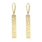 Kolczyki bigle srebrne pozłacane w formie prostokąta z wyciętymi gwiazdkami STARRY