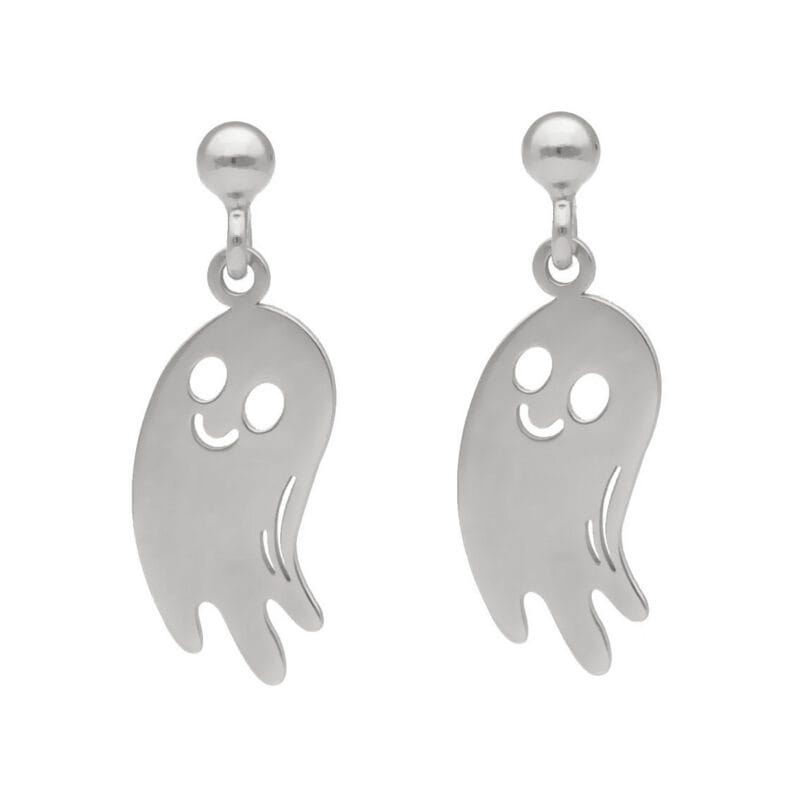 kolczyki srebrne wiszące sztyfty z kulką duszek halloween Halloween kolczyki duszki na sztyfcie srebrne wiszące