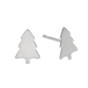 Srebrne damskie świąteczne kolczyki choinka