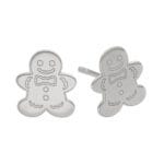 Srebrne świąteczne kolczyki sztyfty piernikowy ludzik