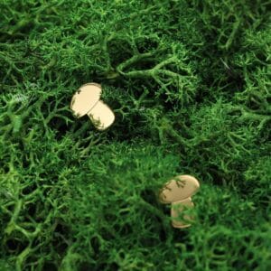 jesienne kolczyki na sztyfcie grzybek srebrne pozłacane