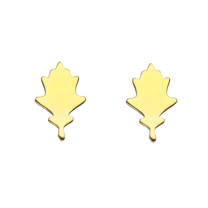 jesienne kolczyki sztyft liść debu srebrne pozłacane jesienne kolczyki na sztyfcie liść dębu wykonane ze srebra 925 i pozłocone