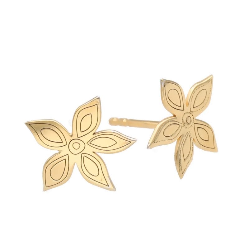 Kolczyki na sztyftach srebrne pozłacane w kształcie anyżu ANISE