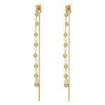 Długie wiszące kolczyki na łańcuszku srebrne pozłacane z perydotem CHAIN