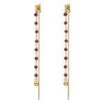 Kolczyki wiszące długie z grataem srebrne pozłacane CHAIN Długie wiszące kolczyki srebrne pozłacane z kamieniami granatu CHAIN