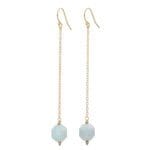 Damskie kolczyki wiszące gold filled z akwamarynem