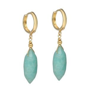 Wiszące kolczyki amazonit srebrne pozłacane