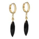 Wiszące kolczyki z onyksem pozłacane