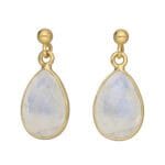 Wiszące kolczyki kamień księżycowy srebrne pozłacane na sztyfcie