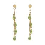 Długie wiszące kolczyki gold filled z naturalnym kamieniem oliwinu w formie brioletek