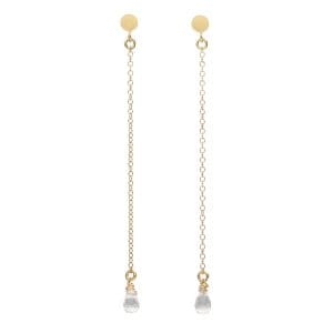 Długie wiszące kolczyki gold filled z naturalnym topazem