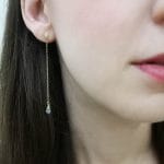 Długie wiszące kolczyki gold filled z naturalnym topazem założone