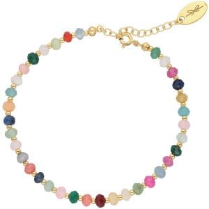 Kolorowa damska bransoletka srebrna pozłacana z kamieni naturalnych - agatu VIVID